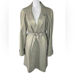 Vintage Gray Metalic Leather Open Front Coat Small